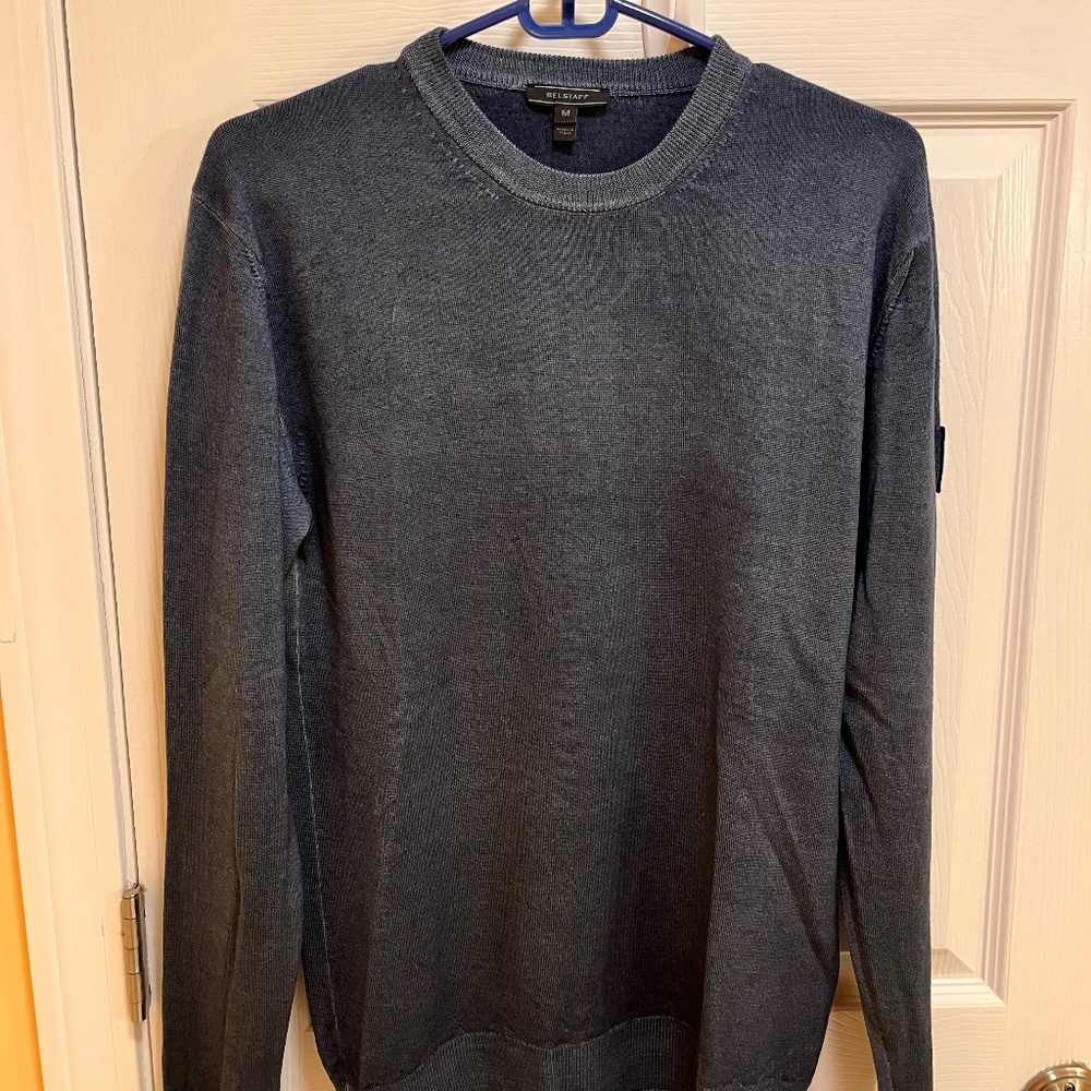 Belstaff Wool Merino Extra-Fino (Extra-Soft) pullover in a beautiful blue cw